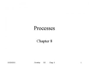 Processes Chapter 8 10202021 Crowley OS Chap 8