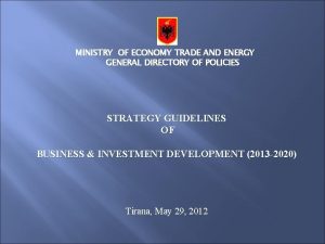MINISTRY OF ECONOMY TRADE AND ENERGY GENERAL DIRECTORY