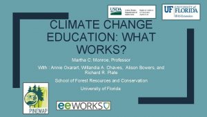 CLIMATE CHANGE EDUCATION WHAT WORKS Martha C Monroe