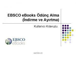 EBSCO e Books dn Alma ndirme ve Ayrtma