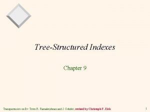 TreeStructured Indexes Chapter 9 Transparencies on B Trees