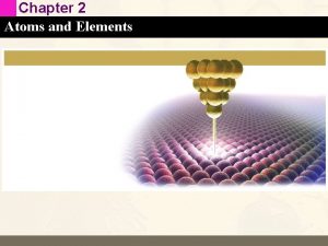 Chapter 2 Atoms and Elements Chapter 2 Atoms