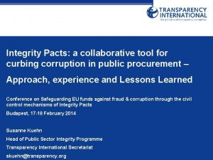 Integrity Pacts a collaborative tool for curbing corruption