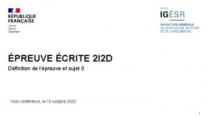 PREUVE CRITE 2 I 2 D Dfinition de