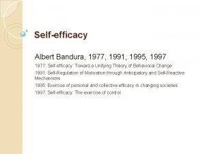 Selfefficacy Albert Bandura 1977 1991 1995 1997 1977