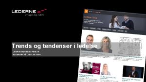 Trends og tendenser i ledelse JESPER DALGAARD PHLER