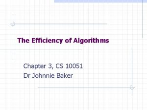 The Efficiency of Algorithms Chapter 3 CS 10051