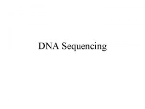 DNA Sequencing DNA sequencing Determination of nucleotide sequence