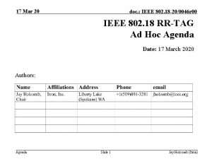 17 Mar 20 doc IEEE 802 18 200046