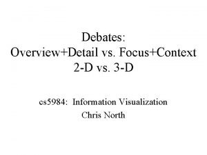 Debates OverviewDetail vs FocusContext 2 D vs 3