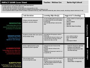 IMPACT SAMR Cover Sheet Teacher Melissa Cox Barbe