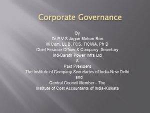 Corporate Governance By Dr P V S Jagan