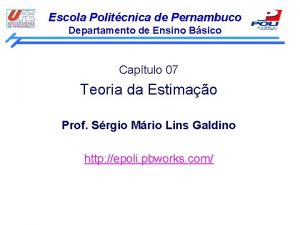 Escola Politcnica de Pernambuco Departamento de Ensino Bsico