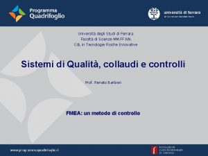 Universit degli Studi di Ferrara Facolt di Scienze