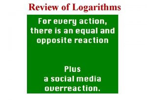 Review of Logarithms Review of Logarithms On Exam