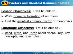 8 1 Factors and Greatest Common Factors Lesson