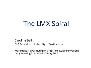 The LMX Spiral Caroline Bell Ph D Candidate