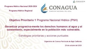 Programa Hdrico Nacional 2020 2024 Programa Hdrico Regional