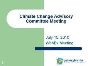 Climate Change Advisory Committee Meeting July 15 2010