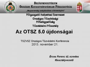 Figazgathelyettesi Szervezet Orszgos Tzoltsgi Ffelgyelsg Tzvdelmi Fosztly Az