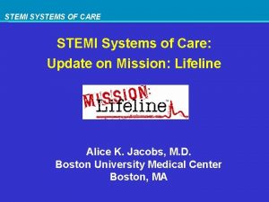 STEMI SYSTEMS OF CARE STEMI Systems of Care