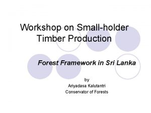 Workshop on Smallholder Timber Production Forest Framework in