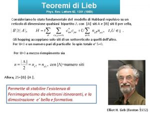 Teoremi di Lieb Phys Rev Letters 62 1201