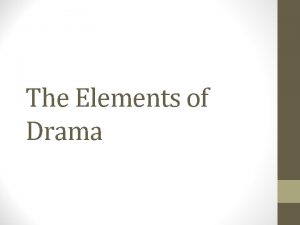 The Elements of Drama Essential Question How does