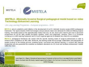 MISTELA Minimally Invasive Surgical pedagogical model based on