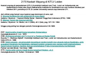 2170 Naskah Wayang di KITLV Leiden Naskah wayang