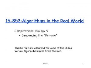 15 853 Algorithms in the Real World Computational