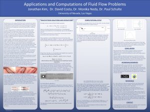 Applications and Computations of Fluid Flow Problems Jonathan