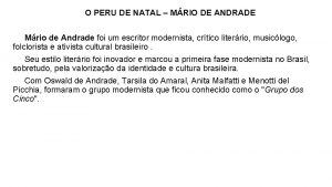 O PERU DE NATAL MRIO DE ANDRADE Mrio