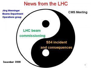 News from the LHC Jrg Wenninger Beams Department