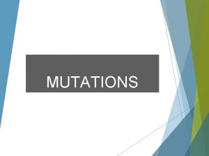 MUTATIONS WHAT ARE MUTATIONS KEY CONCEPT Mutations are
