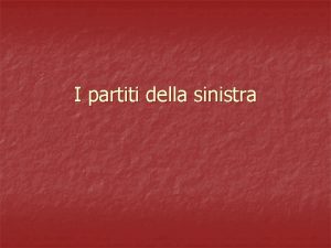 I partiti della sinistra Il Partito Socialista Italiano