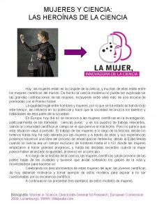 MUJERES Y CIENCIA LAS HERONAS DE LA CIENCIA