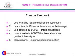 CEOS fr Fissuration sous chargement THM Plan de