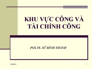 KHU VC CNG V TI CHNH CNG PGS