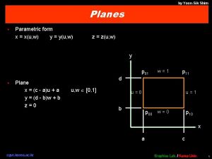 by YoonSik Shim Planes Parametric form x xu