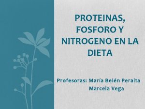 PROTEINAS FOSFORO Y NITROGENO EN LA DIETA Profesoras