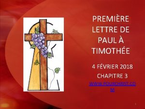 PREMIRE LETTRE DE PAUL TIMOTHE 4 FVRIER 2018