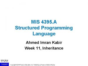 MIS 4395 A Structured Programming Language Ahmed Imran