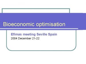 Bioeconomic optimisation Efimas meeting Seville Spain 2004 December