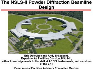 The NSLSII Powder Diffraction Beamline Design Eric Dooryhe