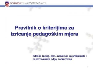 Pravilnik o kriterijima za izricanje pedagokim mjera 1