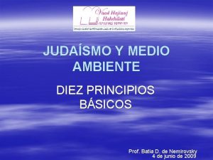 JUDASMO Y MEDIO AMBIENTE DIEZ PRINCIPIOS BSICOS Prof