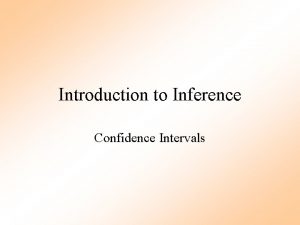 Introduction to Inference Confidence Intervals Sample means to