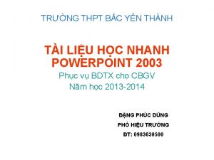 TRNG THPT BC YN THNH TI LIU HC