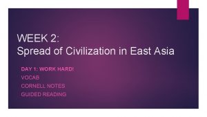 WEEK 2 Spread of Civilization in East Asia